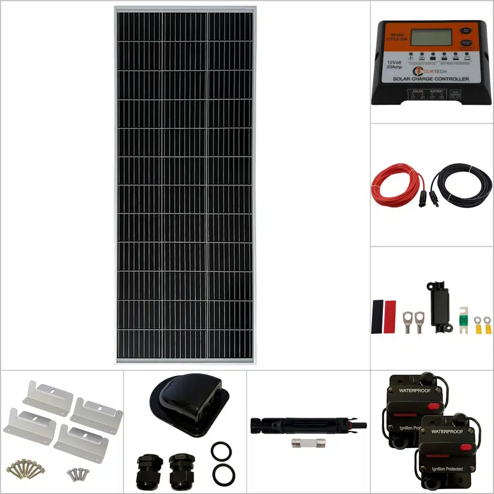 Curtech 130W Solar Panel Silver Frame Kit Curtech 130W Solar Panel Silver Frame Kit