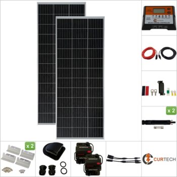 Curtech 260W Solar Panel Silver Frame Kit
