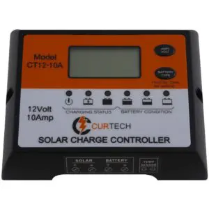Curtech 10 Amp 12 Volt Water Resistant LCD Solar Charge Controller / Regulator