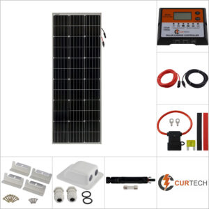 Single 130W Curtech PERC Solar Panel Aluminium Package with CT12-10A