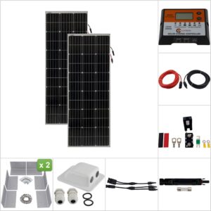 Twin 130W Curtech PERC Solar Panel Aluminium Package with CT12-20A