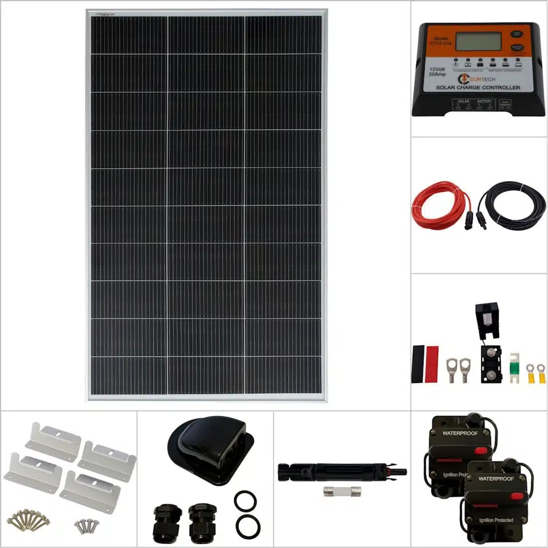 Curtech 150W Solar Panel Silver Frame Kit Curtech 150W Solar Panel Silver Frame Kit
