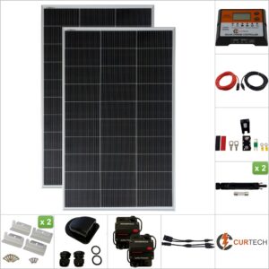 Curtech 300W Solar Panel Silver Frame Kit