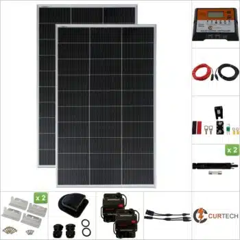 Curtech 300W Solar Panel Silver Frame Kit