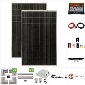 Twin 140W Curtech PERC Solar Panel ABS Package with CT12-20A