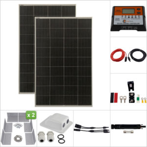 Twin 140W Curtech PERC Solar Panel Aluminium Package with CT12-20A