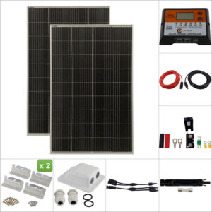 Twin 140W Curtech PERC Solar Panel Aluminium Package with CT12-20A
