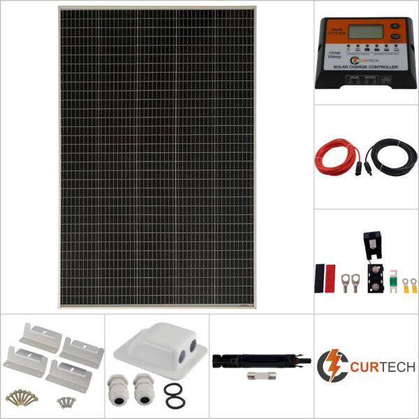Single 215W Curtech PERC Solar Panel Aluminium Package with CT12-20A