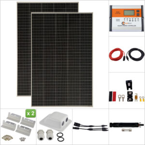 Twin 215W Curtech PERC Solar Panel Aluminium Package with CT12-30A