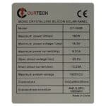 Curtech 180W Monocrystalline PERC Solar Panel with Black Frame Specifications