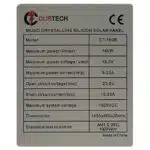 Curtech 180W Monocrystalline PERC Solar Panel with Black Frame Specifications