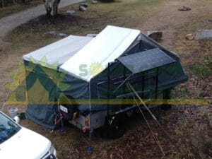 180W Solar Panel with Black Frame installed on a camper trailer