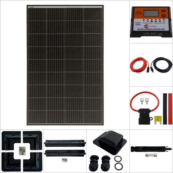 Single 140W Curtech PERC Solar Panel with Black Frame ABS Package with CT12-10A