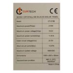 215W Curtech Monocrystalline Solar Panel with Black Frame Specifications