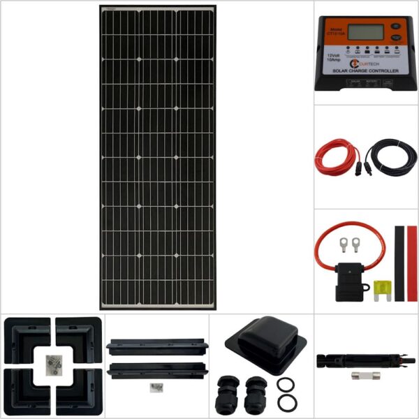 Single 130W Curtech PERC Solar Panel with Black Frame ABS Package with CT12-10A