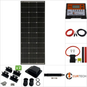 Single 130W PERC Curtech Solar Panel with Black Frame Aluminium Package with CT12-10A