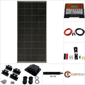 Single 180W Curtech PERC Solar Panel with Black Frame Aluminium Package with CT12-20A