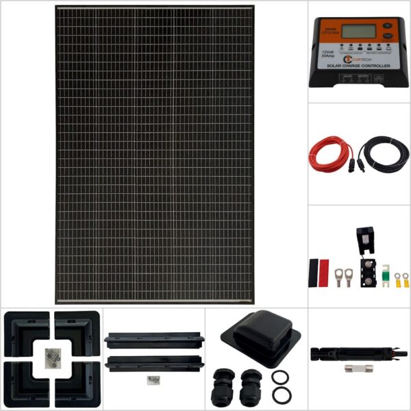 Single 215W PERC Solar Panel with Black Frame ABS Package with CT12-20A