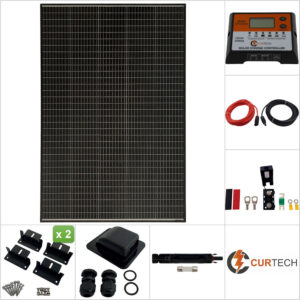 Single 215W Curtech PERC Solar Panel with Black Frame Aluminium Package with CT12-20A