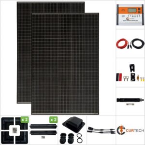 Twin 215W Solar Panel with Black Frame ABS Package with CT12-30A