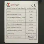 65W Monocrystalline Solar Panel with Black Frame Specifications