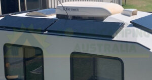 65W Shingle Solar Panels with Black Frame installed on a Kimberley Kamper