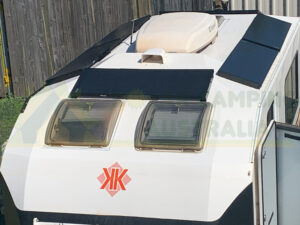 65W Shingle Solar Panels with Black Frame installed on a Kimberley Kamper