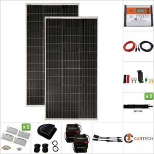 Curtech 340W Solar Panel Silver Frame Kit