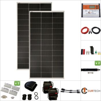 Curtech 340W Solar Panel Silver Frame Kit