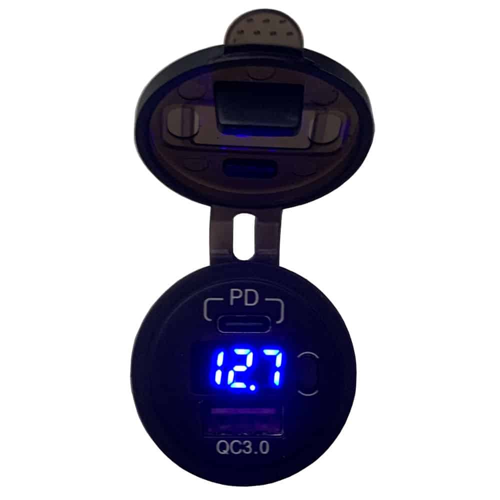 Panier USB Pour Voiture/moto Avec Voltmètre Et Prise Allume-cigare - Panneau De 1, 2 Ou 3 Trous (diamètre 3 Cm)