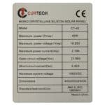 40W Curtech Monocrystalline PERC Solar Panel Specifications