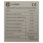 190W Curtech Semi Flexible Solar Panel Specifications