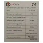 190W Curtech Semi Flexible Solar Panel Specifications