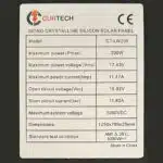 Curtech 200W Lightweight Aluminium Framed Solar Panel Specifications