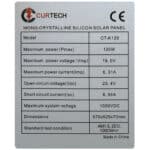 120W Monocrystalline Folding Solar Panel Kit Specifications