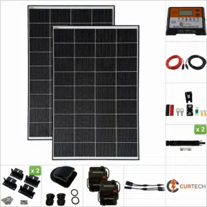 Twin 140W Black Solar Panel Kit with PWM