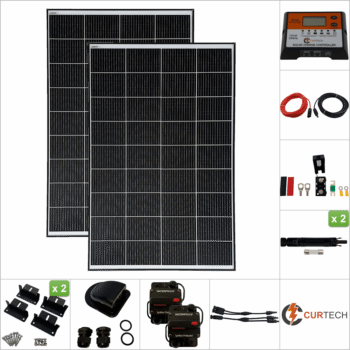 Twin 140W Black Solar Panel Kit with PWM